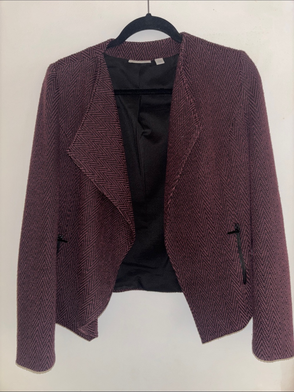 Halogen Burgundy Tweed Open-Front Blazer